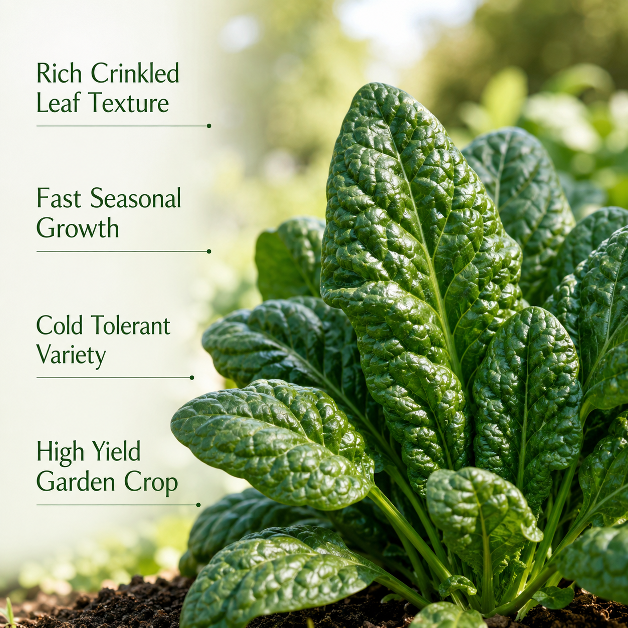 Bloomsdale Spinach Seeds for Planting, 200 Pcs, Non GMO, Easy to Grow Green Vegetables Seeds, for Backyard Garden