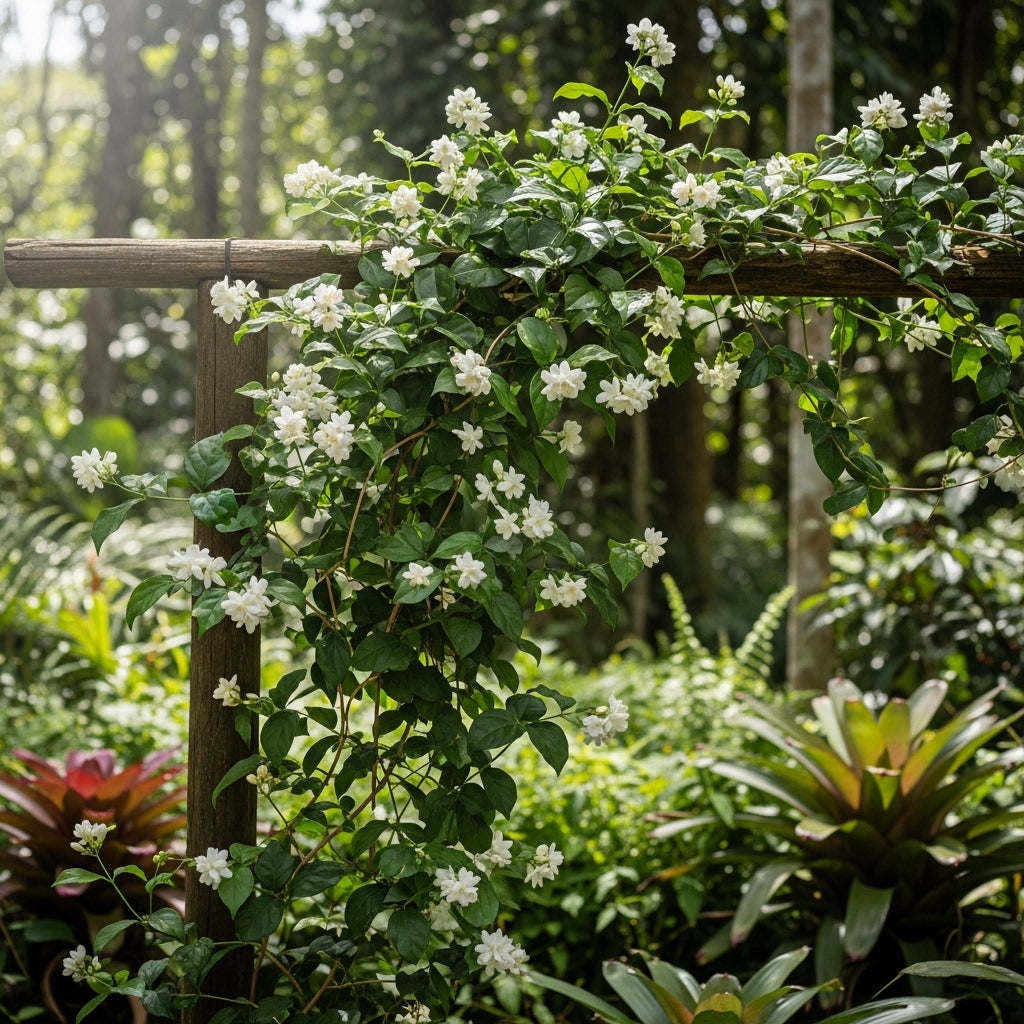 Belle of India Jasmine Live for Planting | Jasmin Plant Live in 4 Inch Pot | Fragrant Live Jasmine Plant Indoor |Suitable for Home & Office Décor | White-Blooming Potted Plant for Shelves, Desks