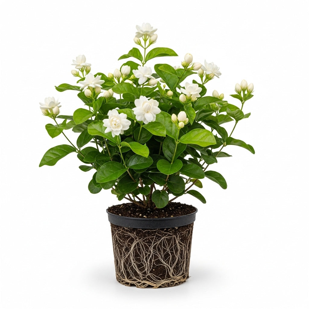 Jasmine Plant Live in 4 Inch Pot – Belle of India | Fragrant Jasmine Potted Plant Indoor | Jasmine Flower Plant for Home & Office Décor | Elegant White-Blooming Plant for Shelves, Desks