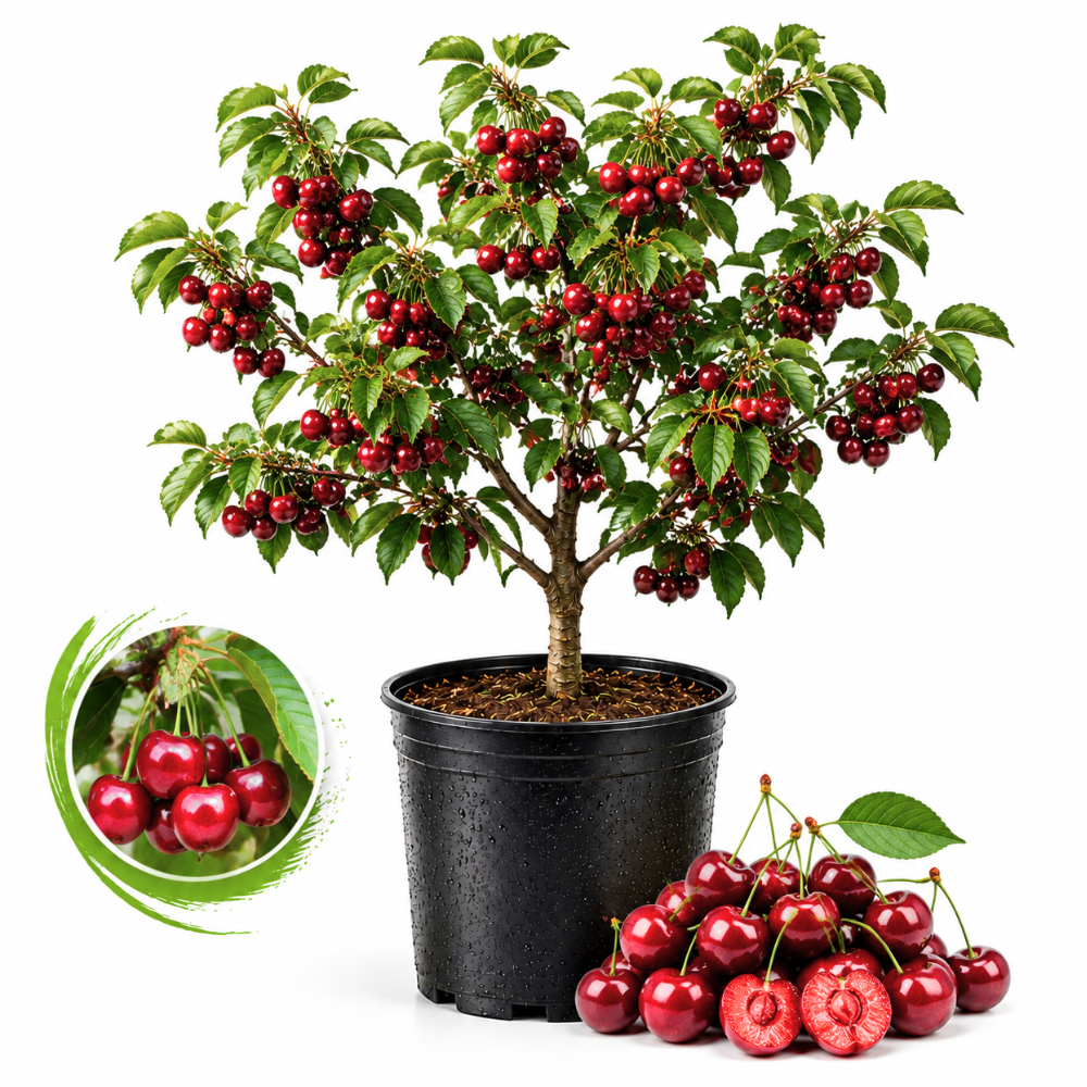 Cherry Tree Live Plants, Live Rainier Cherry, Well-Rooted 2-3 Foot Tall, 3 Gallon Size, High-Yield Sweet Cherry for Sunny Landscapes and Garden Rows (No Ship to CA, HI, AK)