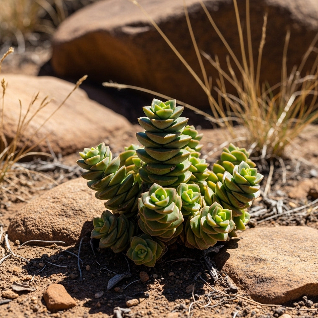 Live Succulent Crassula, Buddha's Temple Succulent in 2 Inch Pot, Low Maintance, Perfect for Indoor Accent Décor, Minimalist Spaces & Gift Giving