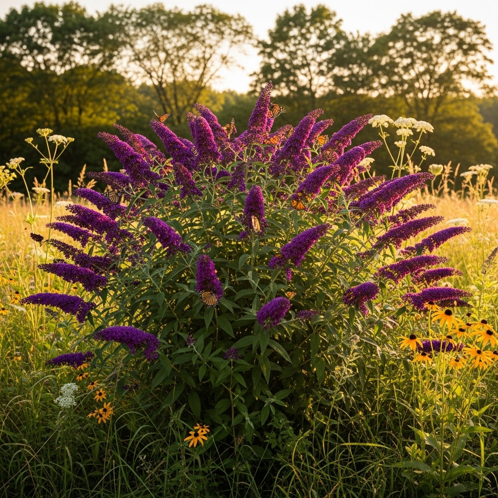 Butterfly Bush Live Plant – Black Knight Buddleia | 4 Inch Tall Flowering Shrub | Long Blooming, Fragrant Flowers for Garden Beds & Borders
