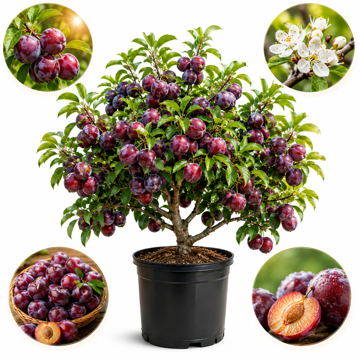 Methley Plum Trees Plant, 3 Feet Tall, Japanese Plum Trees Live Plants Ready to Fruit for Outdoor Garden and Yard (No Ship to CA, HI, AK)