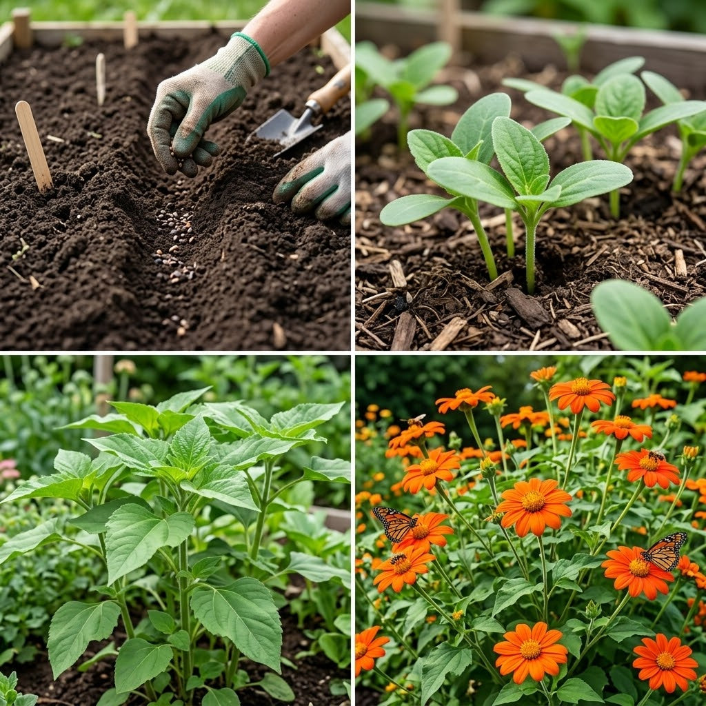 100 Pcs Mexican Sunflower Seeds for Planting, Non-GMO Tithonia Seeds, Fast Growing, Tall Vibrant Orange-Red Flowers for Outdoor Spaces