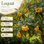 Loquat Tree, 3 Gallon Pot, Live Fruit-Bearing Evergreen for Edible Landscaping, Resilient Shade Plant for Sweet Yellow Plums, Sturdy Growth for Broad Canopy & Patios (No Ship to CA, HI, AK)