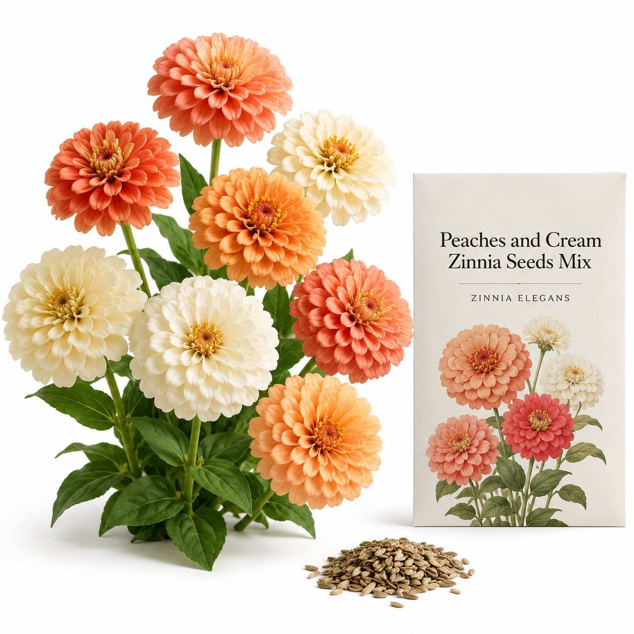 100 Zinnia Seeds Mix, Non-GMO Zinnia elegans, High Yield, Easy to Grow, Vibrant Colorful Flower Mix for Cut Garden