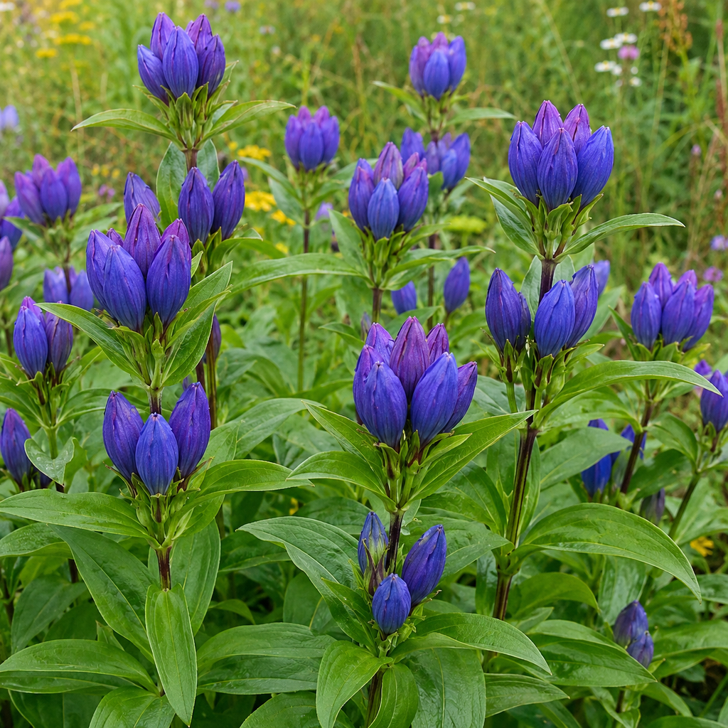 100 Bottle Gentian Seeds, Non GMO, Heirloom, Hardy Native Closed Gentian Flower Seeds, Ideal Choice for Gardens, Borders and Partial Shade