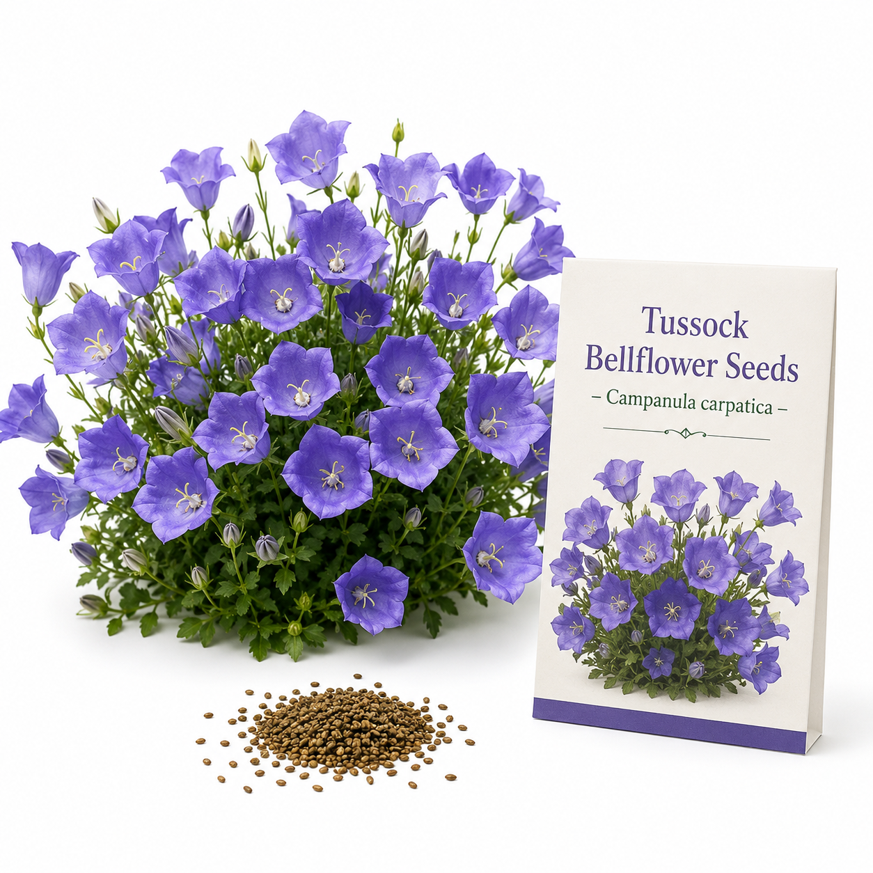 1400 Tussock Bellflower Seeds, Easy to Grow, Heirloom, High-Yielding Flowering Groundcover for Edging, Walkways, and Stone Walls