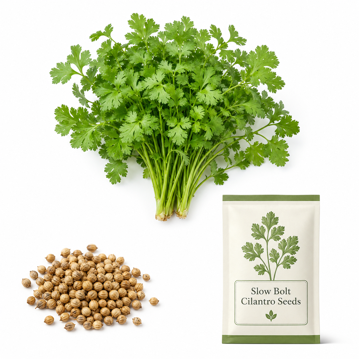 300 Slow Bolt Cilantro Seeds for Planting Outdoors, Non-GMO Coriandrum sativum Seeds, High-Yielding, Heat Tolerant Edible Herb Seeds, Aromatic Green Leaves