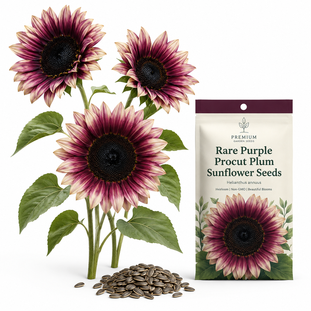 25 Rare Purple Procut Plum Sunflower Seeds, Non GMO, High Yield, Fast Growing, Striking Exotic Pastel Blooms, for Home Gardens Planting