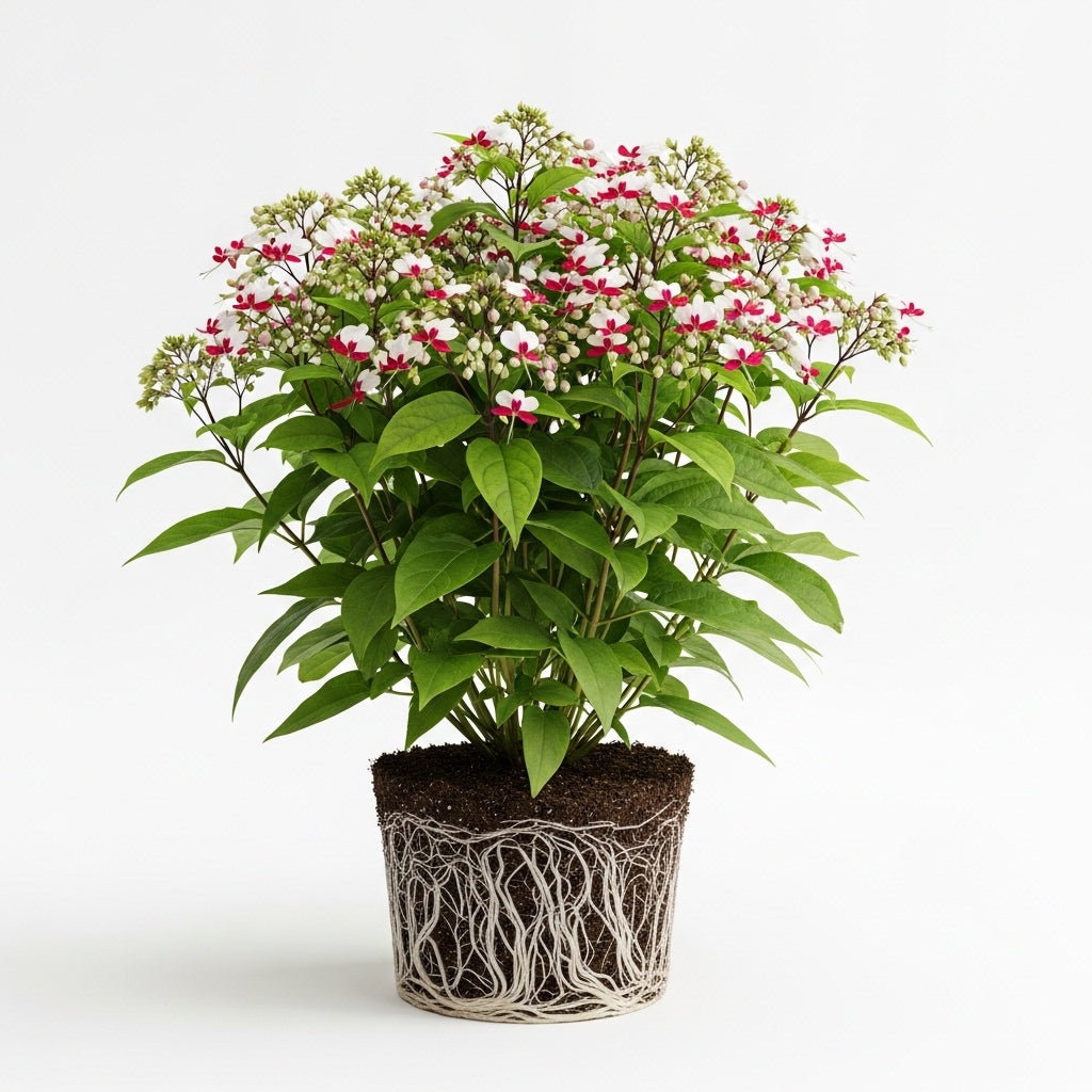 3 Live Bleeding Heart Plants | 4 to 5 Inch Tall | Clerodendrum Plant with White Blossoms | for Trellises, Patios, or Balconies