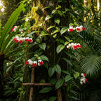 3 Live Bleeding Heart Plants | 4 to 5 Inch Tall | Clerodendrum Plant with White Blossoms | for Trellises, Patios, or Balconies