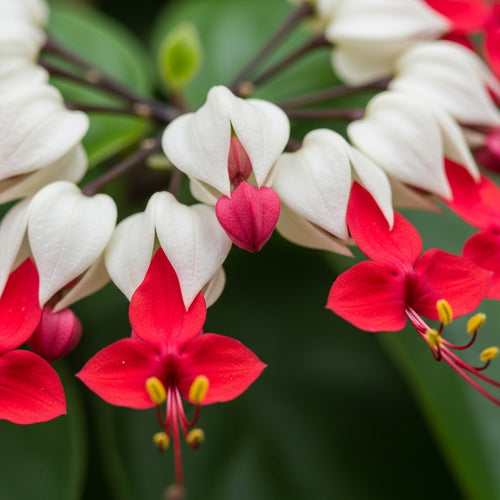 2 Count Clerodendrum Bleeding Heart Live Plant | Tropical Vine with White Blossoms |4 to 5 Inch Tall Starter Plant | Well Rooted
