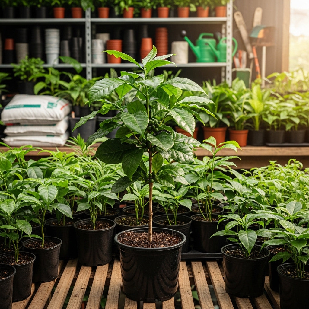 Arabica Coffee Plant Live in 6" Inch Pot | Coffea Arabica Houseplant with Glossy Green Leaves | Easy-Care Indoor Plant for Home, Office & Collections