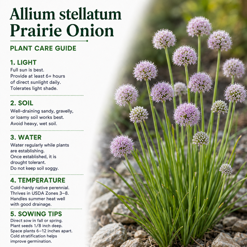 200 Allium stellatum Prairie Onion Seeds, Hardy, Drought Tolerant, Native Prairie Flower, Ornamental Onion Seeds, for Gardens & Landscaping