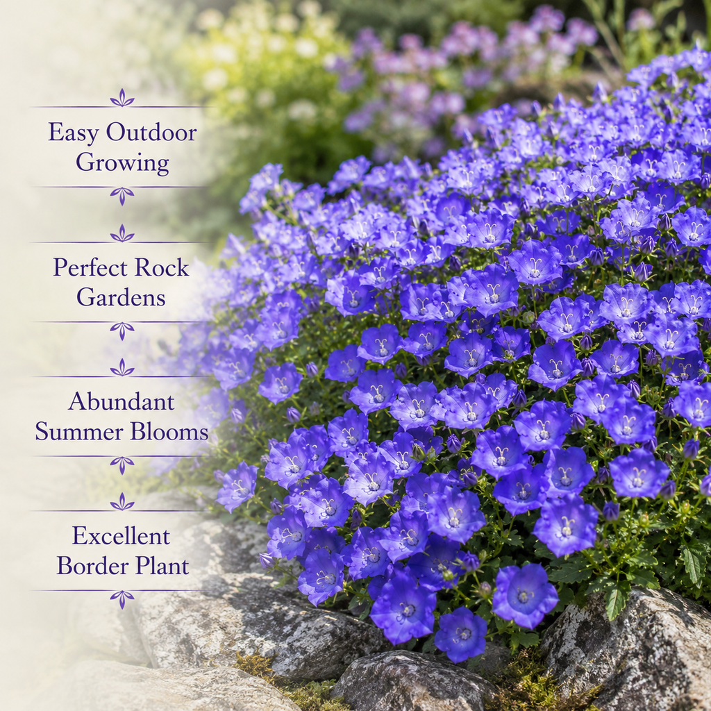 1400 Tussock Bellflower Seeds, Easy to Grow, Heirloom, High-Yielding Flowering Groundcover for Edging, Walkways, and Stone Walls