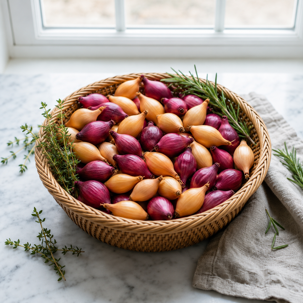Mixed Onion Sets for Planting, 100 Counts, Heirloom Onion Bulbs, Non-GMO, Easy to Grow Vegetable for Garden and Cooking Use