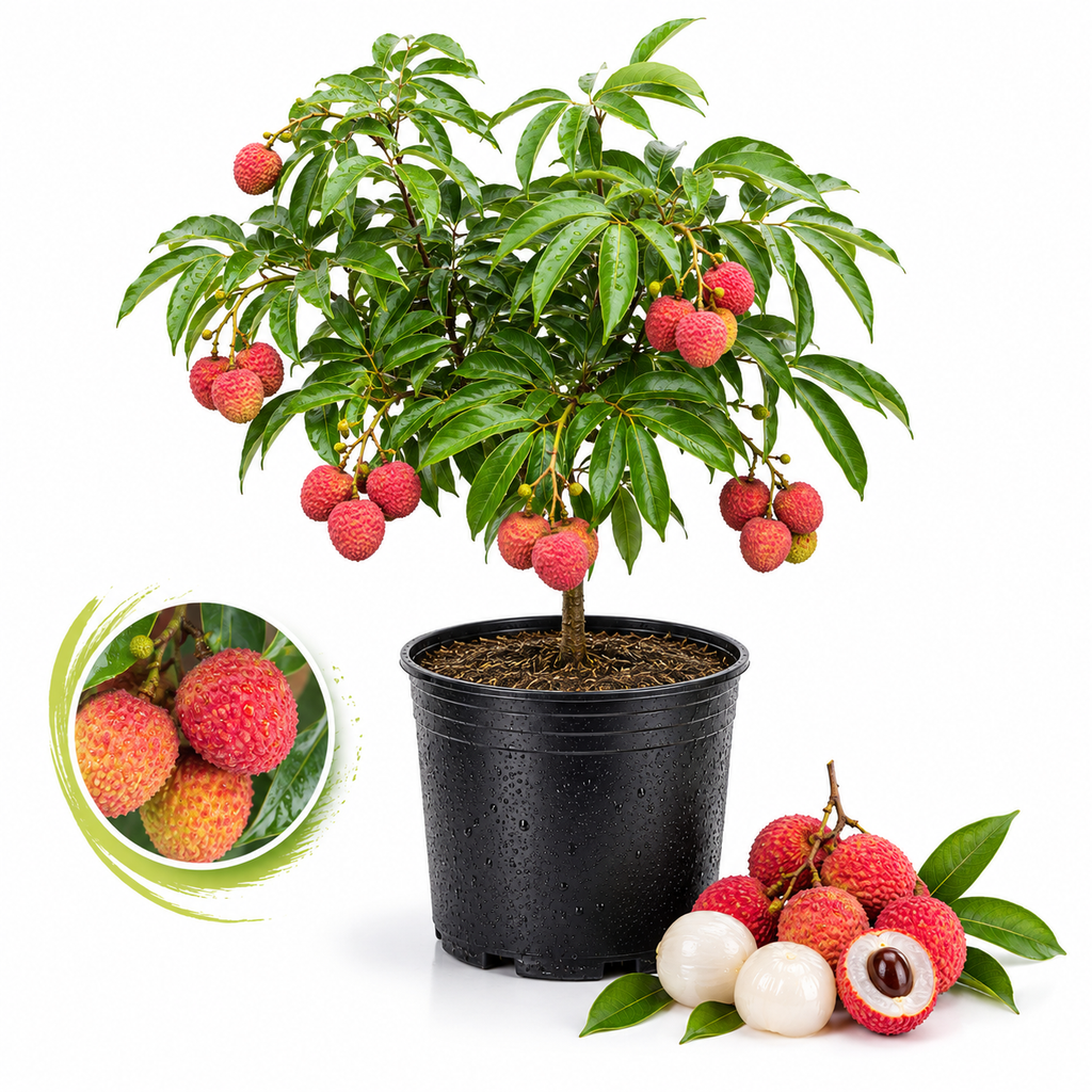 Sweetheart Lychee Tree Live Plant in 3 Gallon Pot | 30-36 Inches Tall | Litchi Chinensis Tropical Fruit Tree | Established Edible Plant for Backyard (No Ship to CA,HI,AK)