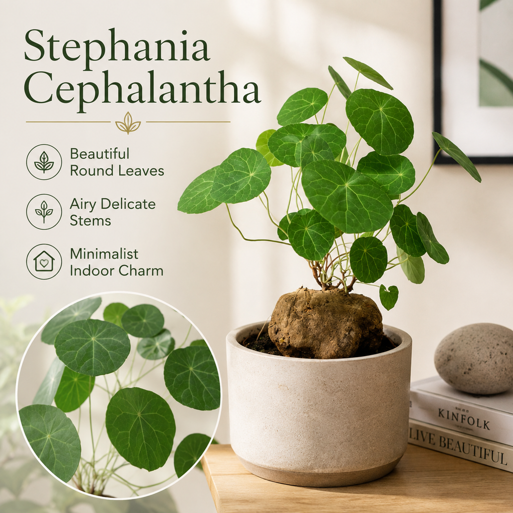 Stephania Cephalantha Live Plant, 3.5 – 4" Rare Caudex Bulb, Low-Maintenance Indoor Greenery, Great Botanical Gift