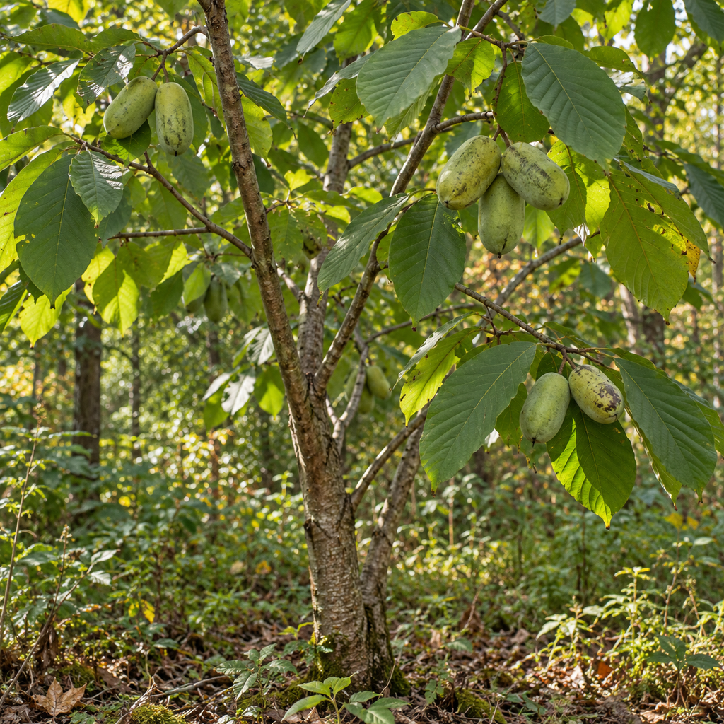 Pawpaw Tree Live Plant, 12 to 18 Inch Tall, Well-Rooted in 1 Quart Container, Cold-Hardy Edible Plant for Home Landscapes
