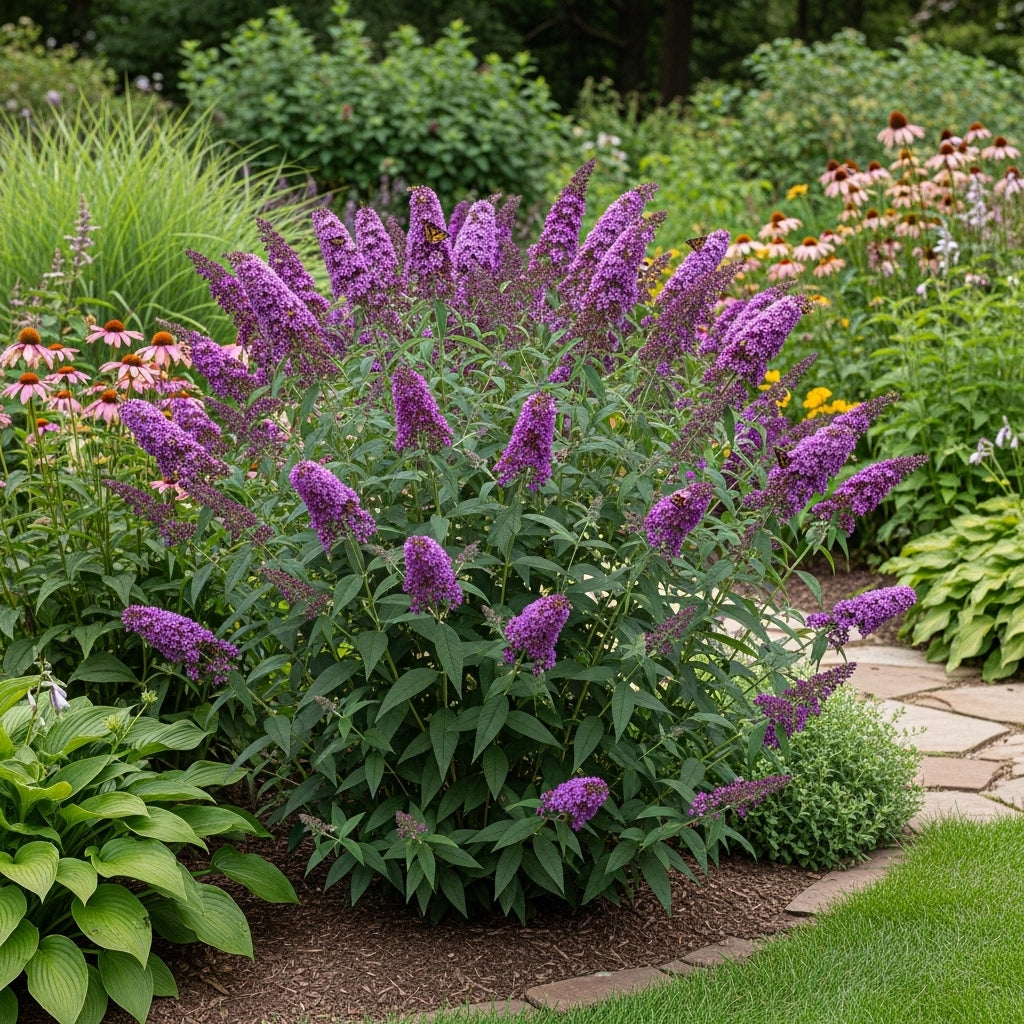 Raspberry Bush Live Plant | 4 Inch Tall Buddleia | Flowering Shrub with Deep Purple Blooms | Easy to Grow Plant for Outdoor Gardens, Borders & Pollinator Landscapes