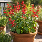 2 Red Salvia Live Plant for Planting, 5-8" Tall Medium Pot Sage Plant, Hardy Herb Plant with Red Flower Spike, for Backyard Garden