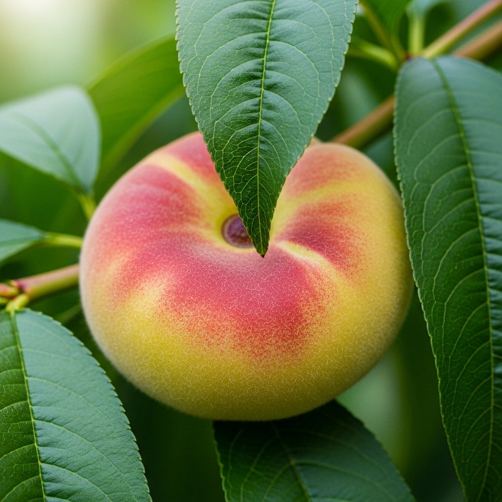 (No Ship to CA,HI,AK) Donut Peach Fruit Tree | Large Live Seedling Plant 30-36 Inches in 3 Gallon Pot | Hardy Sweet Flat Peach Fruit Tree, Ready to Bear Fruits