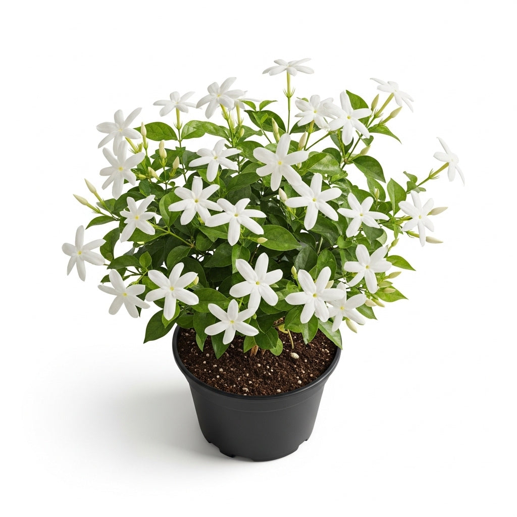 Downy Jasmine Plant Live in 4 Inch Pot | Soft Downy Leaves & White Blooms | Easy to Grow Live Jasmine Plant for Indoor Home Décor
