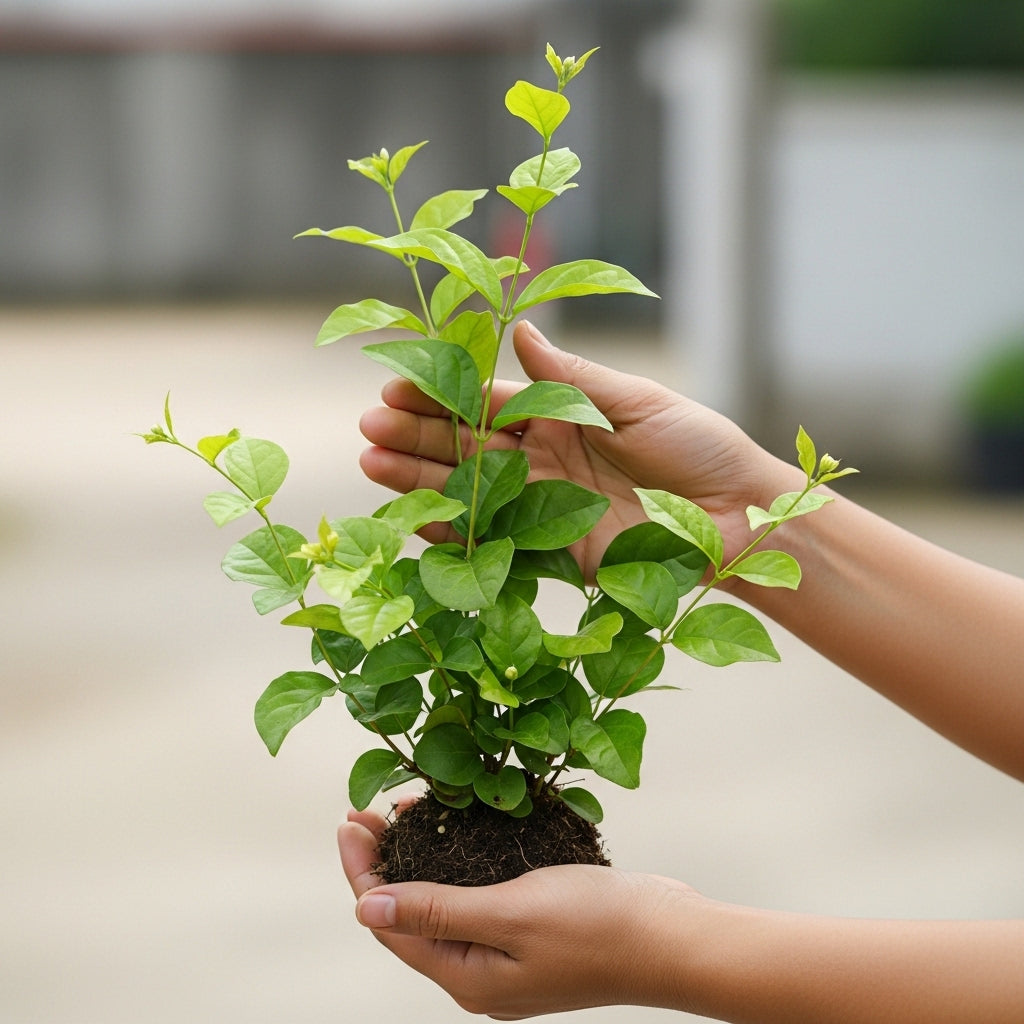 Downy Jasmine Plant Live in 4 Inch Pot | Soft Downy Leaves & White Blooms | Easy to Grow Live Jasmine Plant for Indoor Home Décor