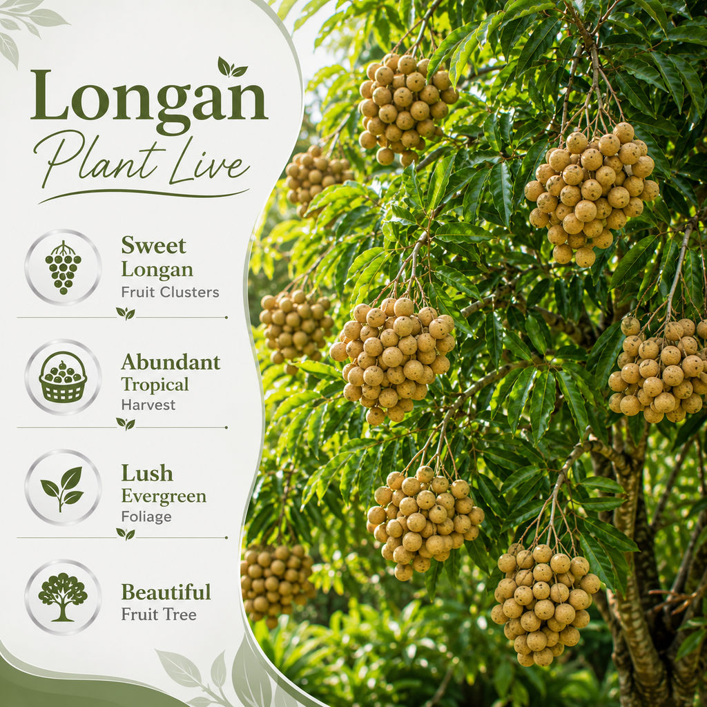 Longan Kohala Live Plant | Air Layer Tree |30-36 Inches Tall | Sweet Longan Variety| Easy to Grow Tropical Tree for Home Gardens & Backyards (No Ship to CA,HI,AK)