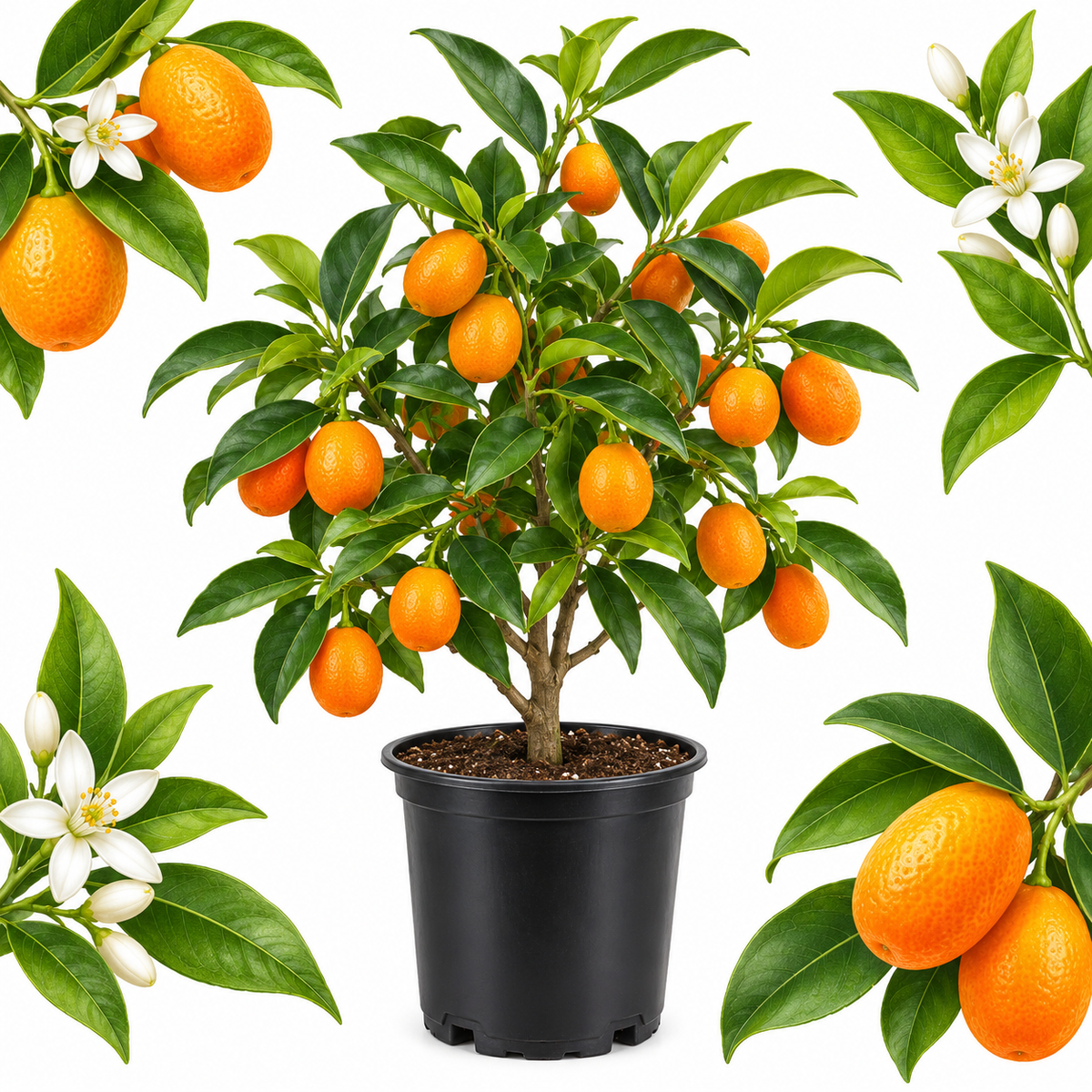 Meiwa Kumquat Tree Live Plants in 3 Gallon Pot | Fresh Sweet Kumquats | Fragrant Citrus Blooms | Versatile Live Fruit Trees for Outdoor or Patio Planting (No Ship to CA,HI,AK)