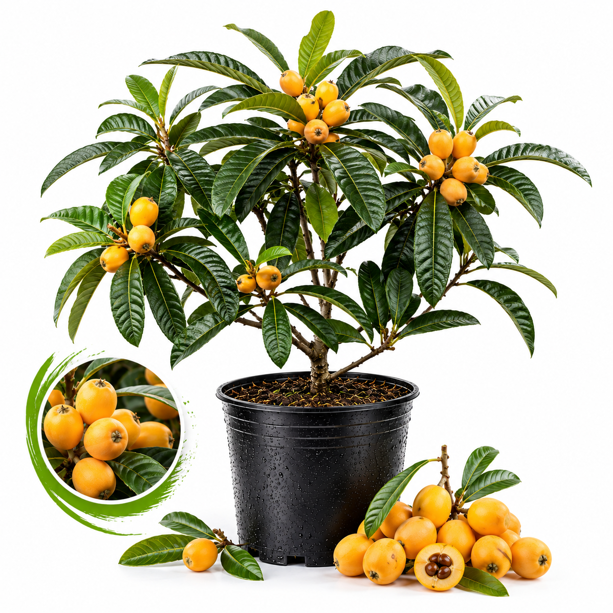 Loquat Tree, 3 Gallon Pot, Live Fruit-Bearing Evergreen for Edible Landscaping, Resilient Shade Plant for Sweet Yellow Plums, Sturdy Growth for Broad Canopy & Patios (No Ship to CA, HI, AK)
