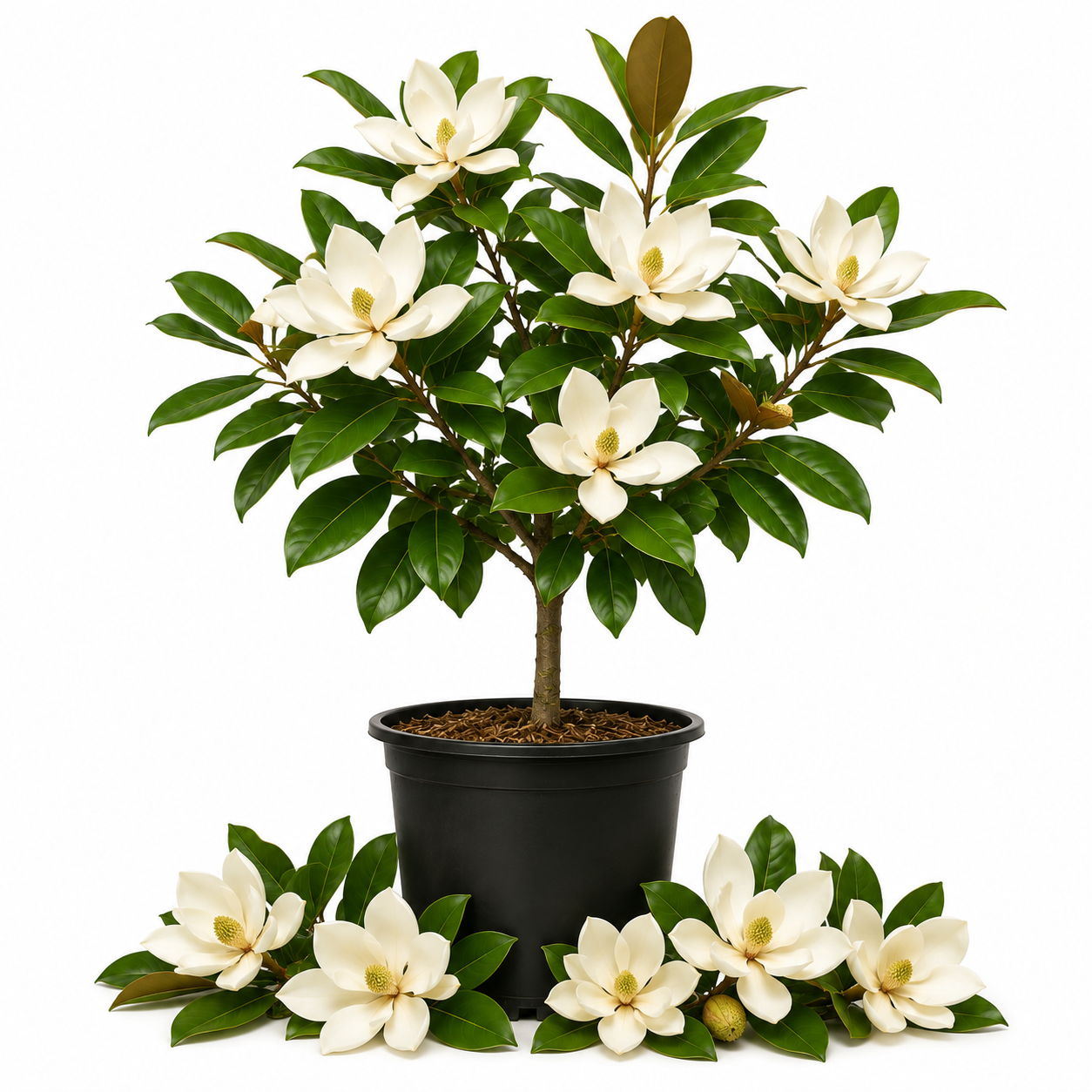 Sweetbay Magnolia Plant, 3 Feet Tall in 3 Gallons Pot, Vigorous Flowering Shrub for Backyard Gardens & Patios, Elegant White Blossoms & Semi-Evergreen Foliage