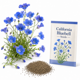 1000 California Bluebell Seeds, Non-GMO, Fast Growing Phacelia Campanularia Flower Seeds, High-Yield Deep Blue Bell-Shaped Blooms, for Outdoor Planting