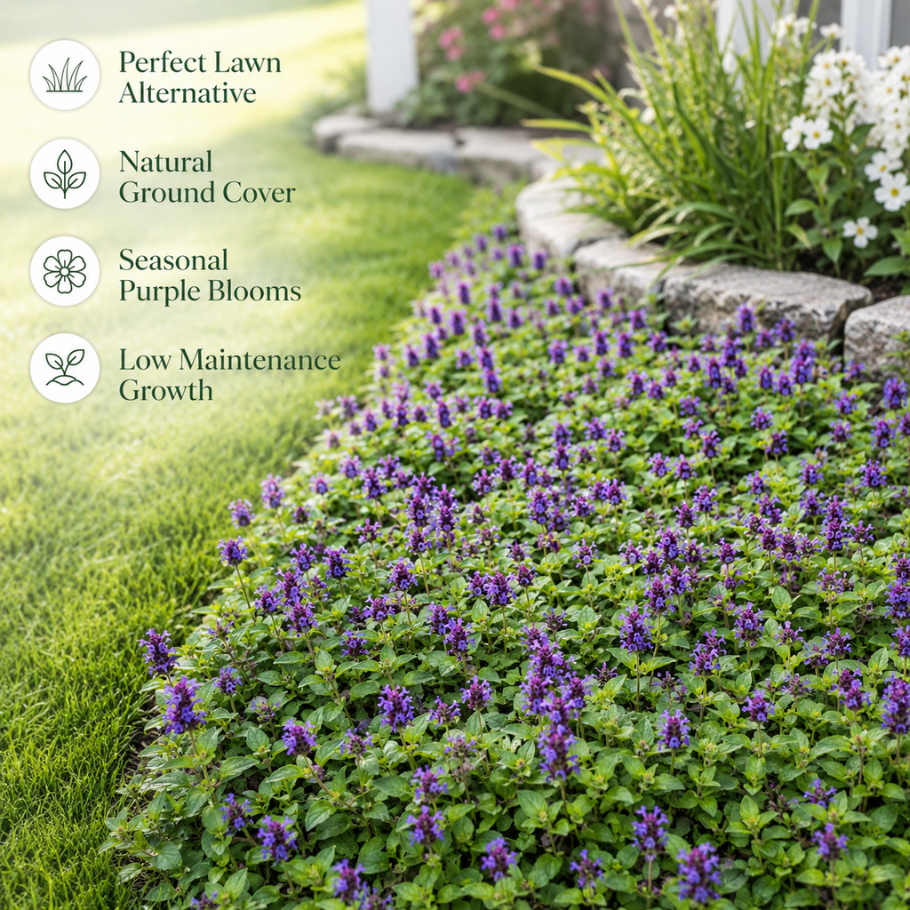 100 Pcs Self-Heal Seeds - Prunella vulgaris, Non GMO, Easy Care Heal All Seeds, Fast Growing Purple Flower Seeds, for Ground Cover & Gardens