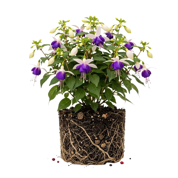 Blue Eyes Fuchsia Plant Live, Gallon Pot, Easy Care, Stunning Double Pink & Purple Trailing Flowers, Ideal for Hanging Baskets, Patio & Garden