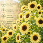 25 Lemon Queen Sunflower Seeds, Non-GMO Helianthus annuus Seeds, High Yield, Vibrant Tall Multi-Branching Lemon Yellow Flower for Gardens