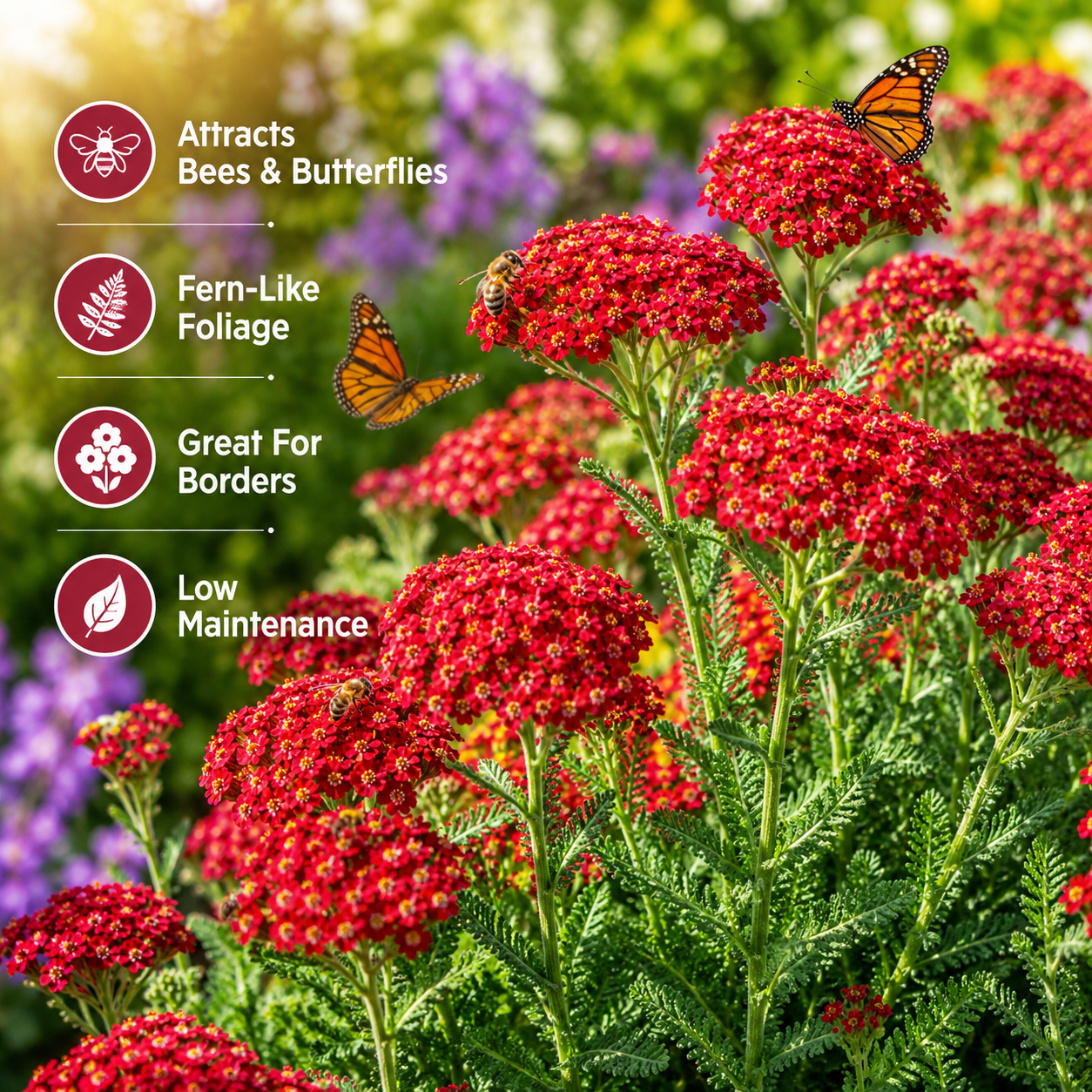 1500 Red Yarrow Seeds (Achillea millefolium rubra), Non GMO, Heirloom, Native Perennial Flower Seeds, Ruby Red Blooms, Spring & Fall Planting