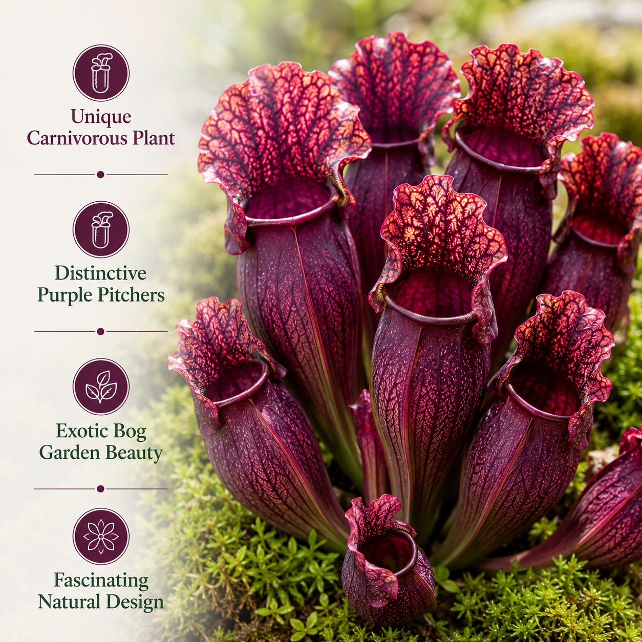 30 Purple Pitcher Plant Seeds, Non GMO, Cold Hardy Carnivorous Pitcher Plant, Perfect for Indoor Terrariums, Gardens & Containers
