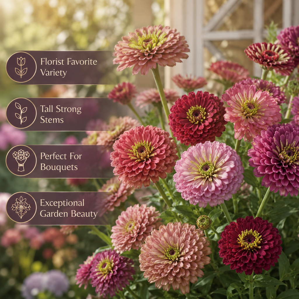 30 Queen Red Lime Zinnia Seeds, Non-GMO, Fast Growing, Heat Tolerant Flower Seeds for Vibrant Backyard Borders