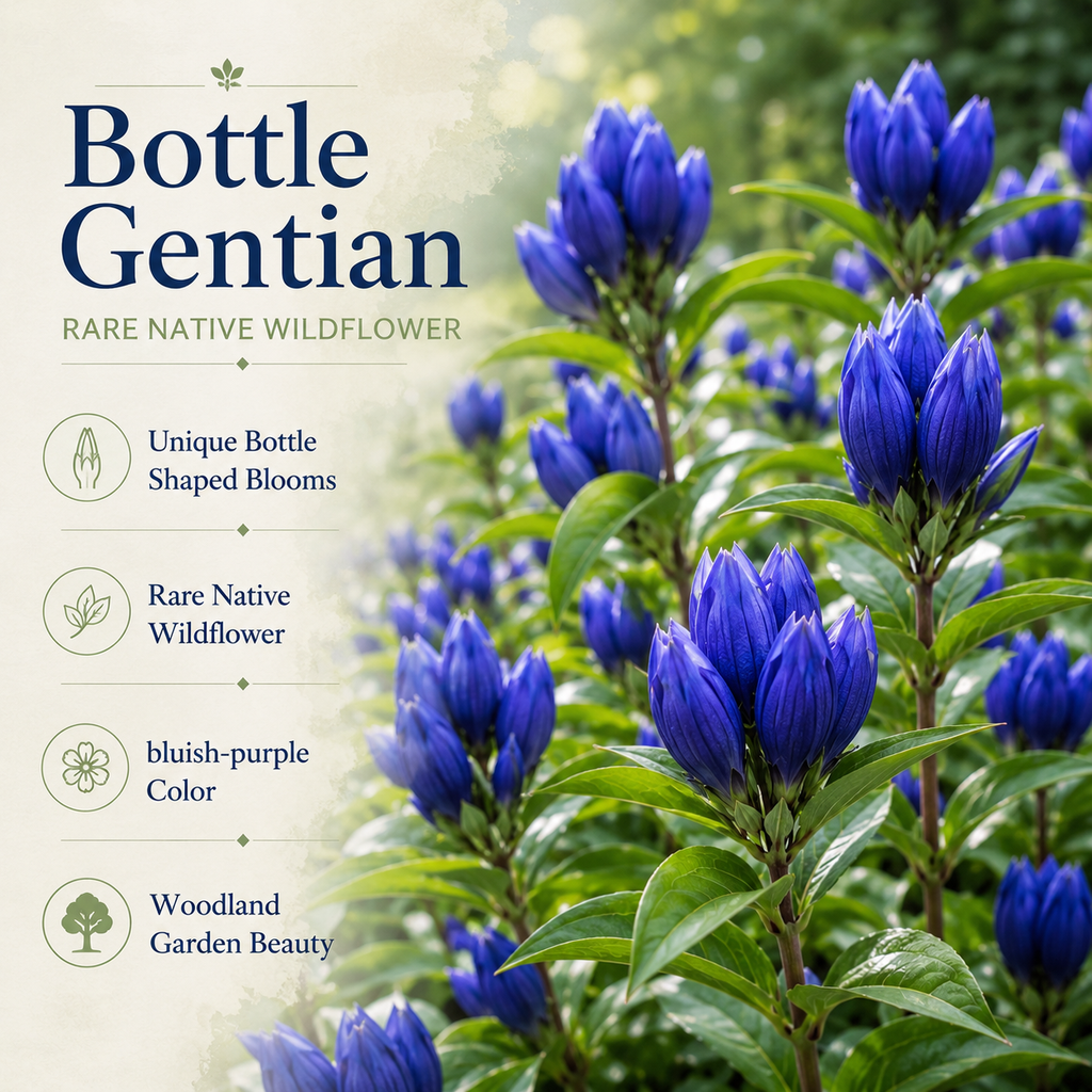 300 Bottle Gentian Seeds, Non GMO, easy to Grow, Hardy Native Gentian Flower Seeds, Ideal Choice for Gardens & Borrders