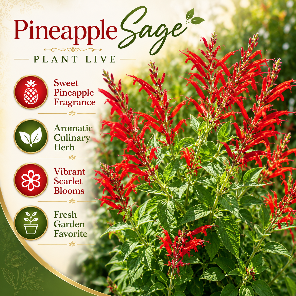 2 Red Salvia Live Plant for Planting, 5-8" Tall Medium Pot Sage Plant, Hardy Herb Plant with Red Flower Spike, for Backyard Garden