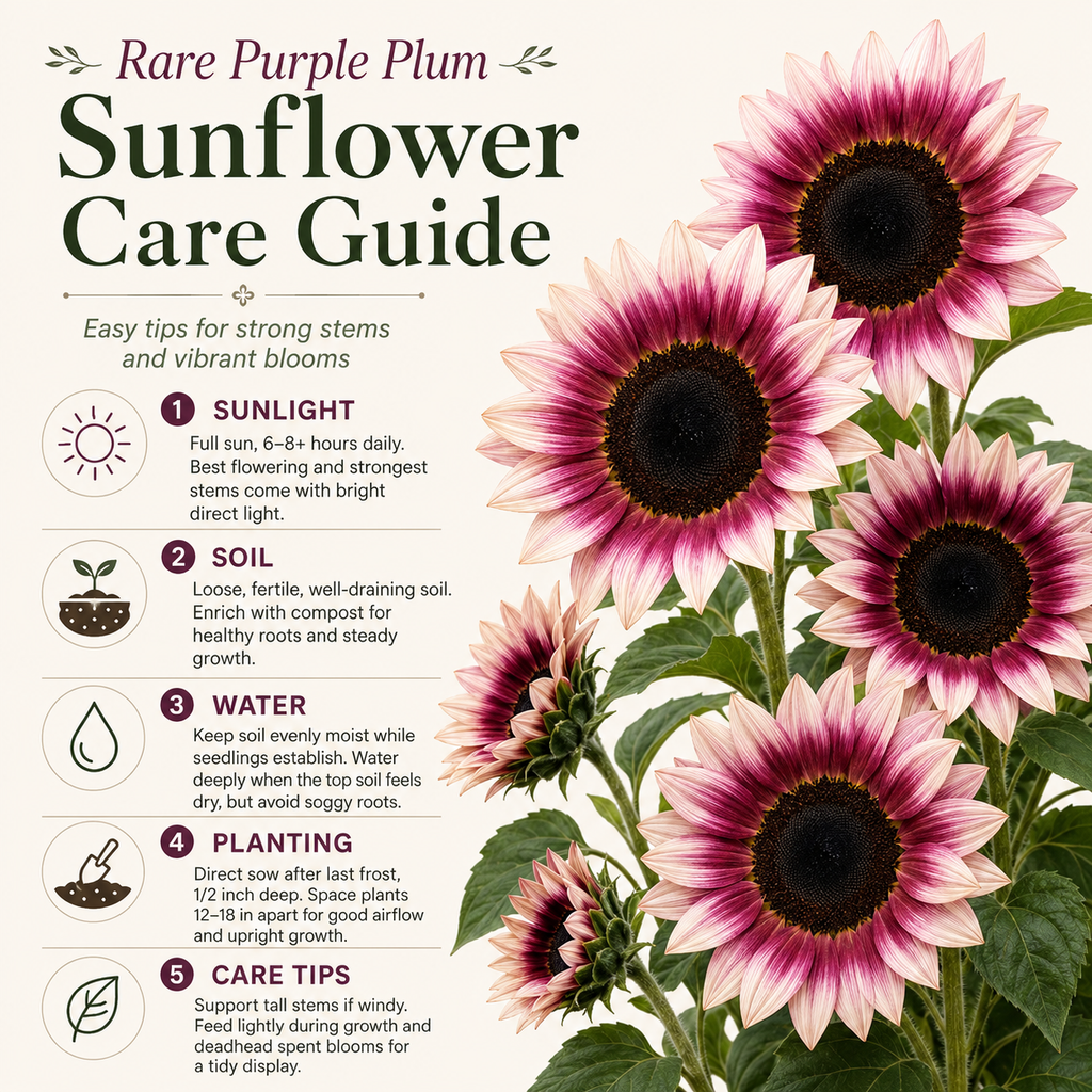 75 Rare Purple Procut Plum Sunflower Seeds, Non GMO, Easy Care, Spectacular Moody Purple-Rose & Dark Center Cut Flower, Ideal Choice for Modern Decor and Floral Arrangements
