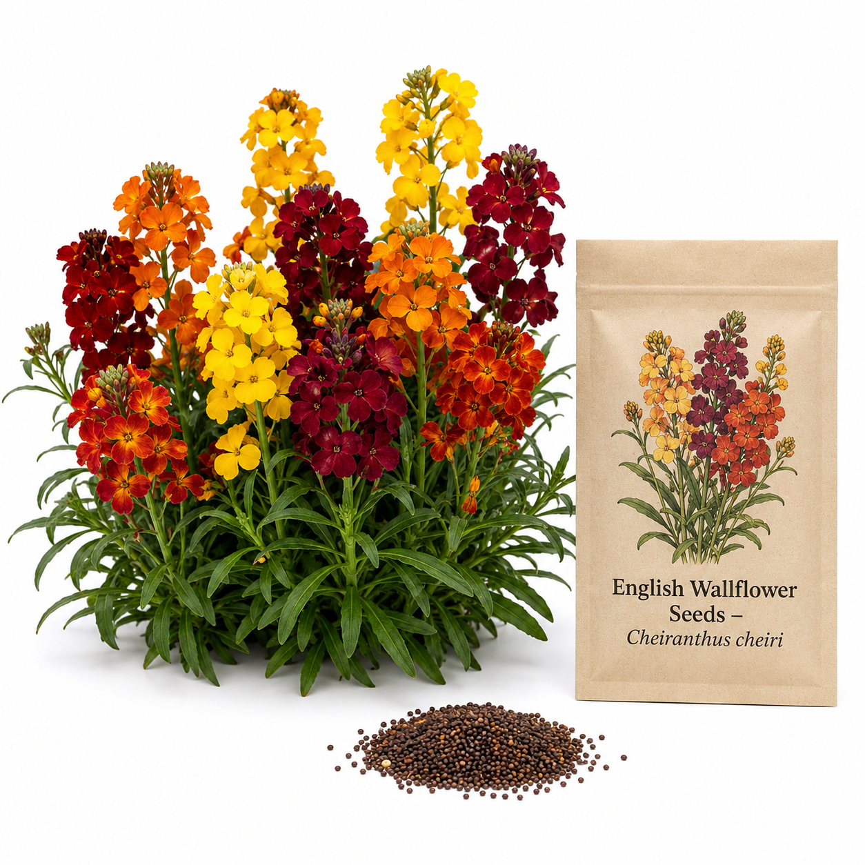 900 English Wallflower Seeds for Planting, Non GMO Cheiranthus cheiri, Easy to Grow, Cold Hardy Spring Flower Seeds, for Gardens & Landscaping