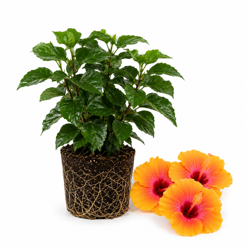 Fiesta Hibiscus Plant Live, 6-10 Inch Tall Perennial Hibiscus Plant, Fast Growing Flowering Shrub for for Garden Beds & Containers