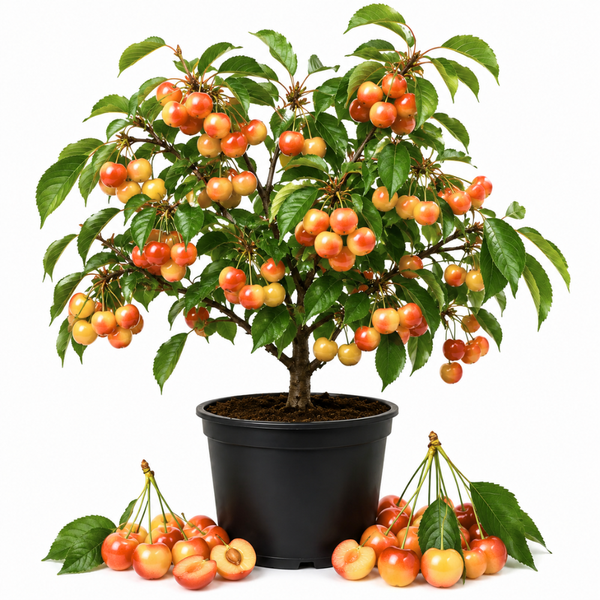 Cherry Tree Live Plants, Live Rainier Cherry, Well-Rooted 2-3 Foot Tall, 3 Gallon Size, High-Yield Sweet Cherry for Sunny Landscapes and Garden Rows (No Ship to CA, HI, AK)