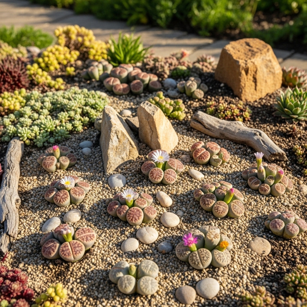 Lithops Large Random Mix Living Stones Succulent Plants Live | 30 Pcs Live Lithops Seedlings | Bare Root Without Pot or Soil, Suitable for Indoor or Outdoor Gardens & Office Use, Friend Plant Lovers