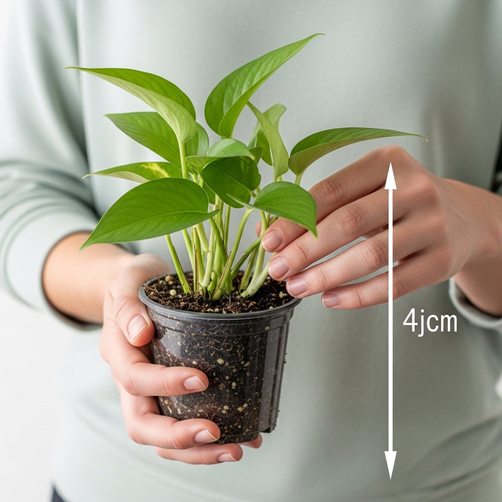 N’Joy Live Pothos Plant in 4 Inch Pot | Epipremnum Aureum Indoor Plant with Stunning White Variegation | Low Maintenance Pothos for Office & Indoor Garden Décor