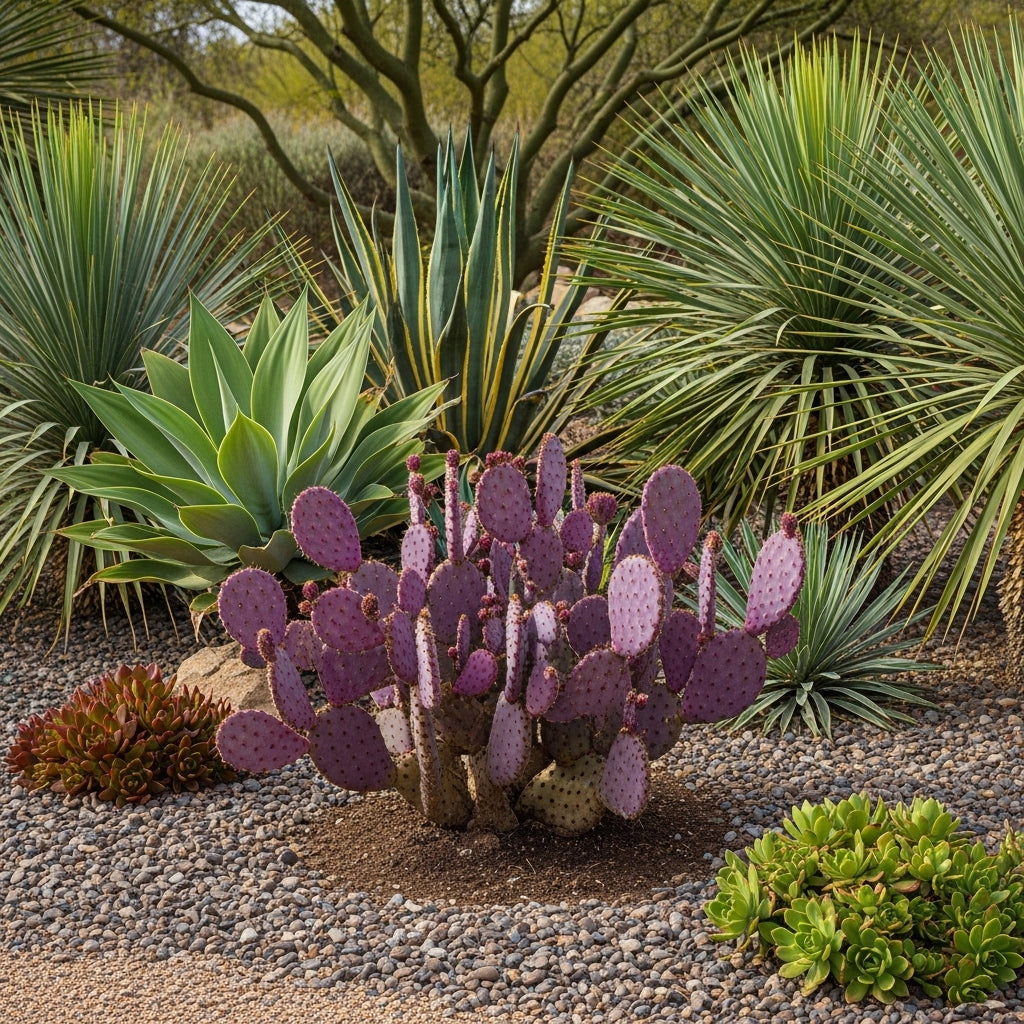 Opuntia Santa Rita Purple Prickly Pear Cactus Live Plant | Live Purple Cactus in 3 Inch Pot | Drought-Tolerant Desert Cactus for Indoor & Outdoor Use, Landscaping, Rock Gardens & Container Planting