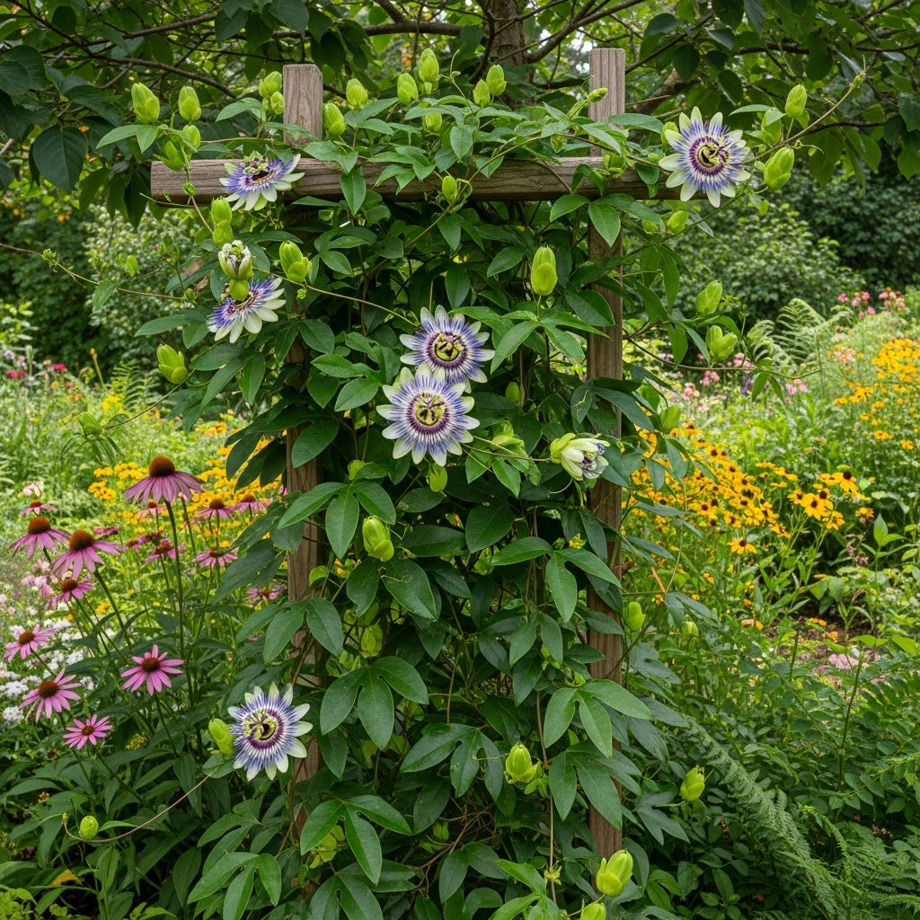 Purple Passion Flower Vine Plant | Live Passiflora Starter Plant | 4 to 8 Inch Tall | Well-Rooted for Home & Garden